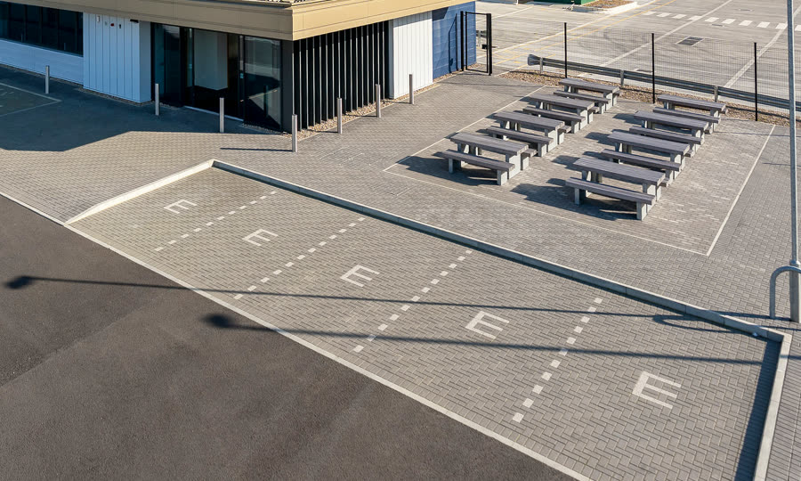 Marked HGV yard and parking bays at London Gateway