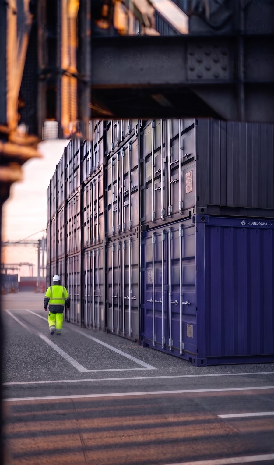 Stacked shipping containers at London Gateway